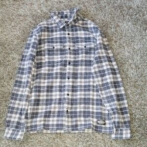 Quiksilver Blue and White Casual Button Down Shirt